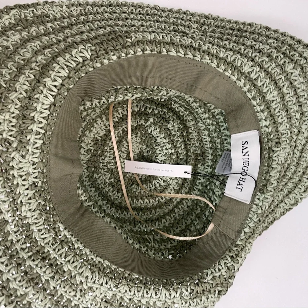 San Diego Hat Co. Hat Sun Travel Lightweight Packable Floppy Striped Olive Green